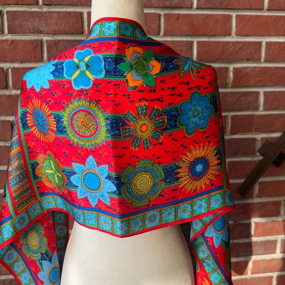 •Perry Ellis Signed Floral Geometric Print Scarf 15”x58”NWOT - Picture 12 of 12